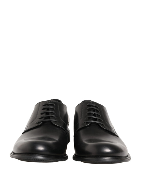 Black Calfskin Leather Derby Men Dress Shoes