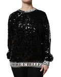 Dolce & Gabbana Black DG Queen Sequin Pullover Sweater