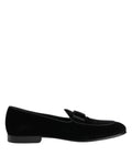 Dolce & Gabbana Black Velvet Loafers Formal Men Dress Shoes