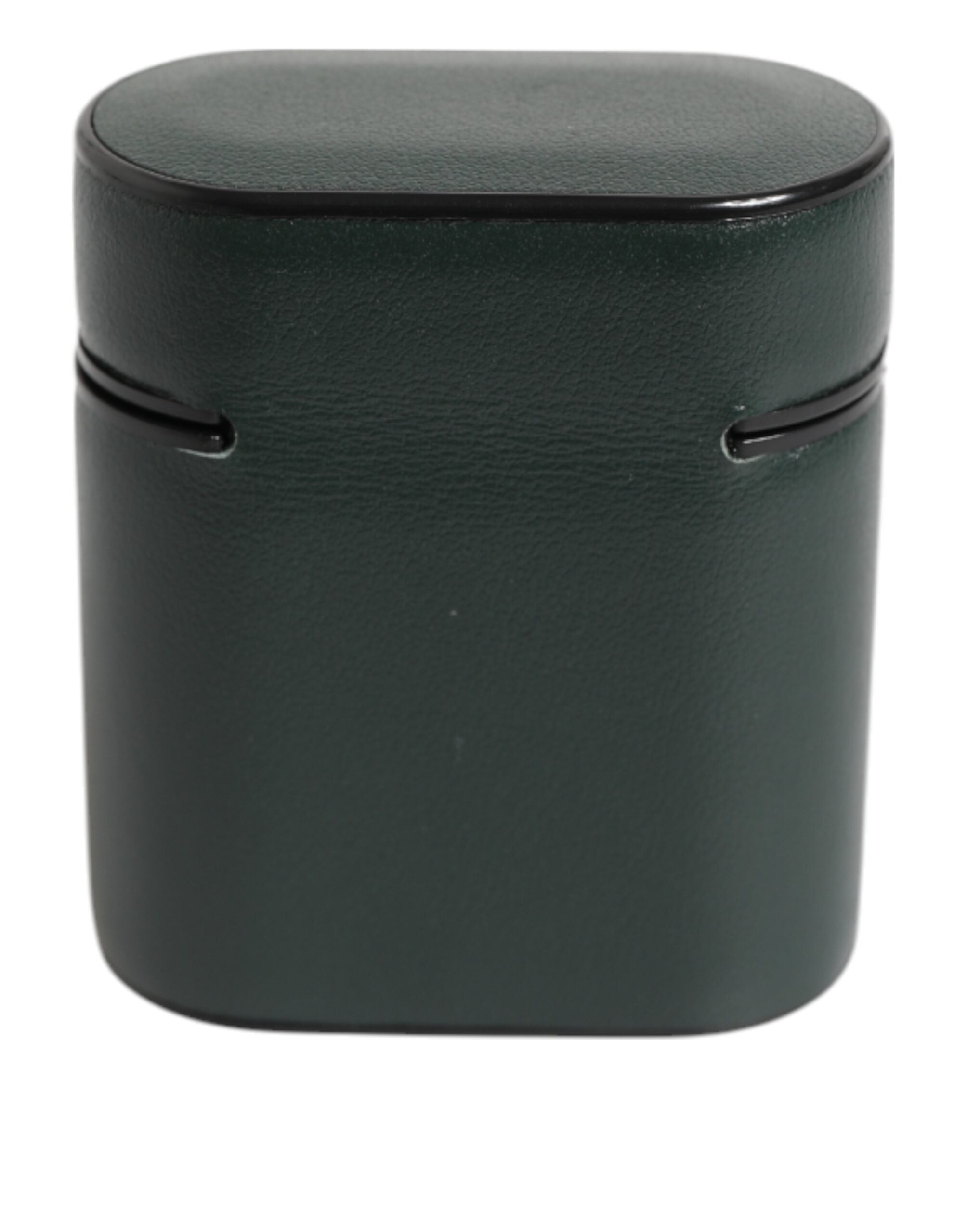 Black Leather Logo Print Flip Holder Men Airpods Case